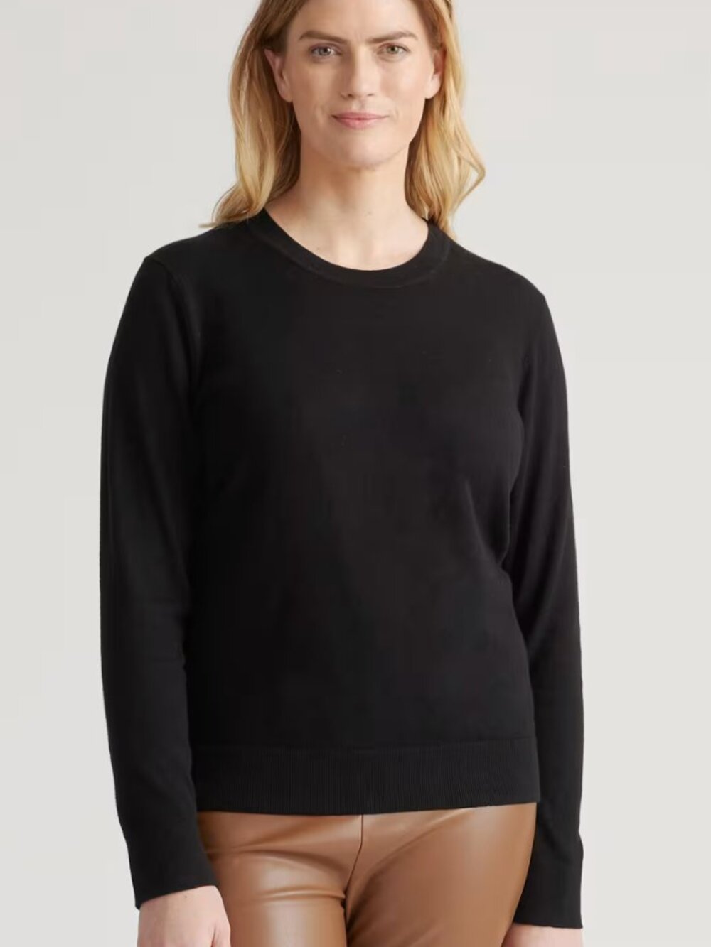 Quince Sweater Black Cotton Cashmere Organic Crewneck Lightweight Size Large